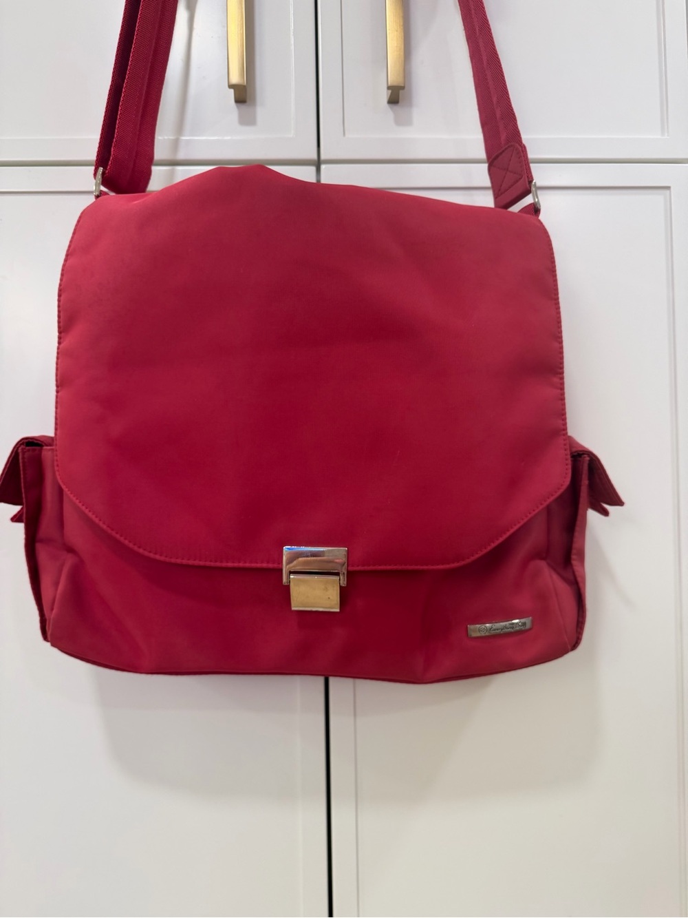 Red Messenger Bag with Front Lock